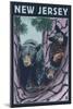 New Jersey - Black Bears in Tree-Lantern Press-Mounted Art Print