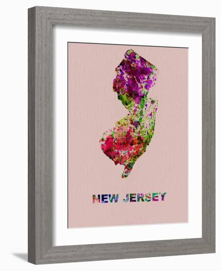 New Jersey Color Splatter Map-NaxArt-Framed Art Print