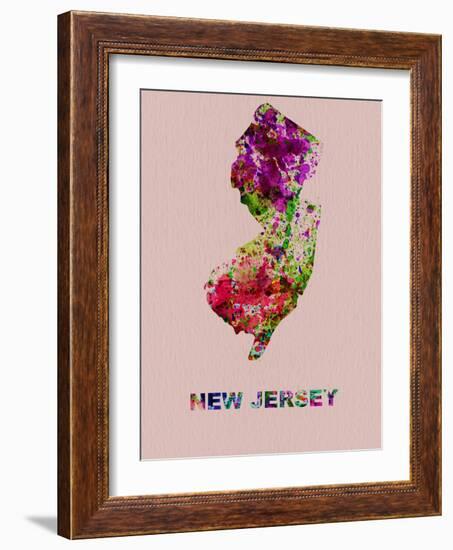 New Jersey Color Splatter Map-NaxArt-Framed Art Print