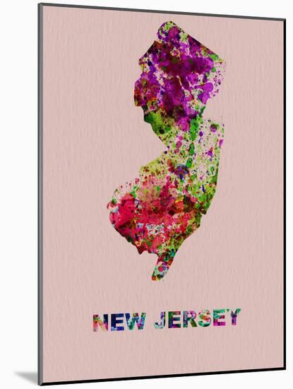 New Jersey Color Splatter Map-NaxArt-Mounted Art Print