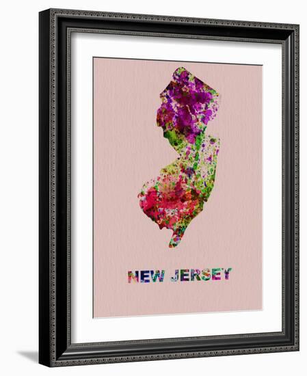 New Jersey Color Splatter Map-NaxArt-Framed Art Print