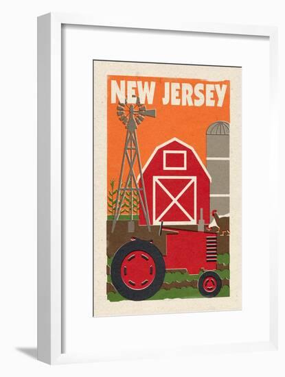 New Jersey - Country - Woodblock-Lantern Press-Framed Art Print