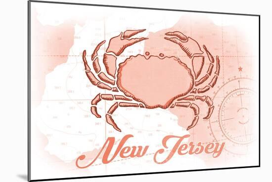 New Jersey - Crab - Coral - Coastal Icon-Lantern Press-Mounted Art Print