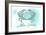 New Jersey - Crab - Teal - Coastal Icon-Lantern Press-Framed Art Print