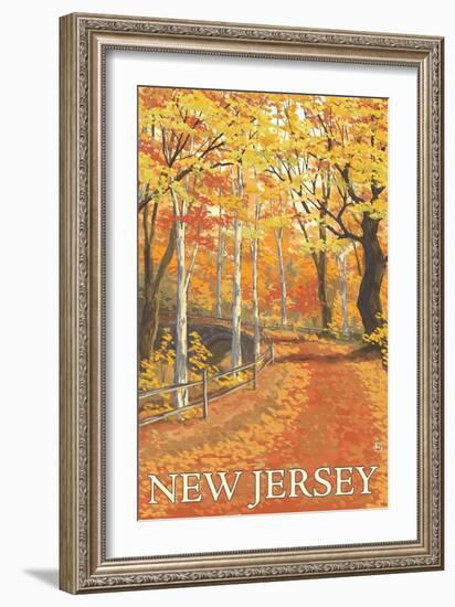 New Jersey - Fall Colors Scene-Lantern Press-Framed Art Print