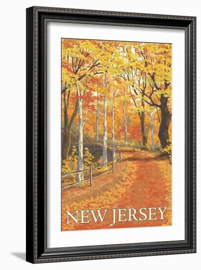 New Jersey - Fall Colors Scene-Lantern Press-Framed Art Print