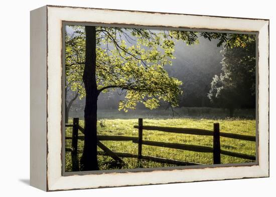 New Jersey, Hunterdon Co, Mountainville, Wooden Fence around a Meadow-Alison Jones-Framed Premier Image Canvas