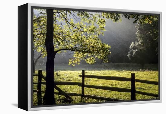 New Jersey, Hunterdon Co, Mountainville, Wooden Fence around a Meadow-Alison Jones-Framed Premier Image Canvas