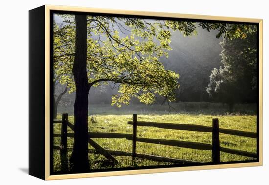 New Jersey, Hunterdon Co, Mountainville, Wooden Fence around a Meadow-Alison Jones-Framed Premier Image Canvas