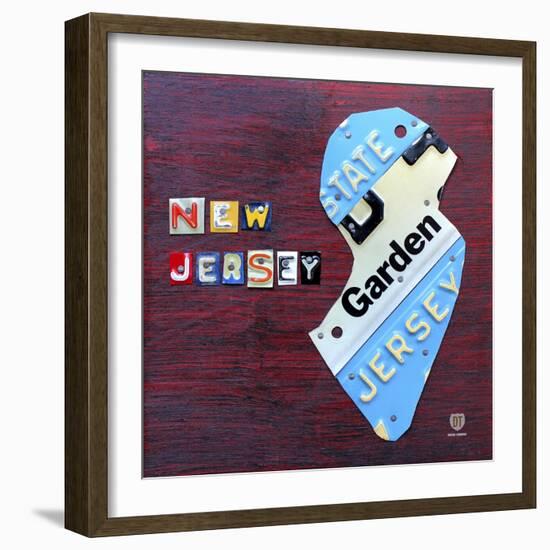 New Jersey License Plate Map-Design Turnpike-Framed Giclee Print