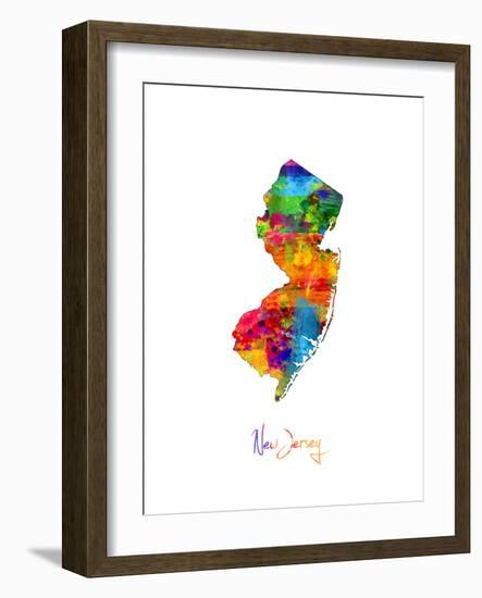 New Jersey Map-Michael Tompsett-Framed Art Print