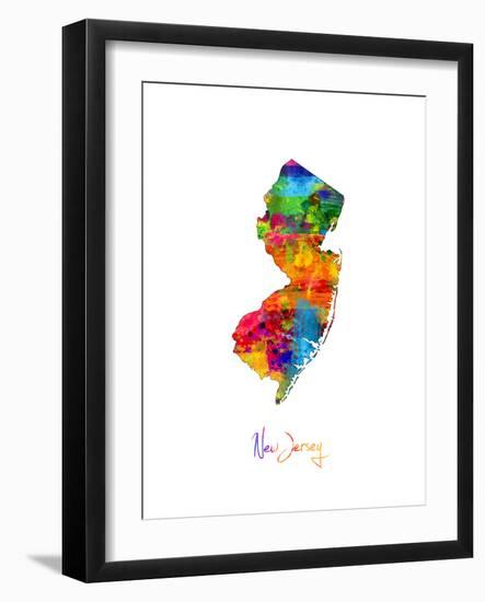 New Jersey Map-Michael Tompsett-Framed Art Print