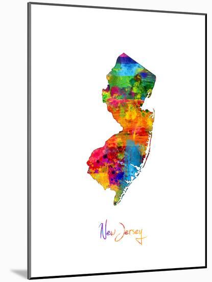 New Jersey Map-Michael Tompsett-Mounted Art Print