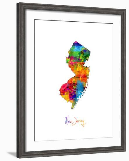 New Jersey Map-Michael Tompsett-Framed Art Print