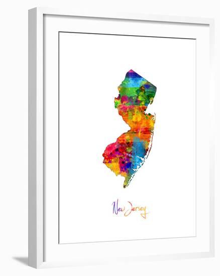 New Jersey Map-Michael Tompsett-Framed Art Print