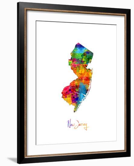 New Jersey Map-Michael Tompsett-Framed Art Print