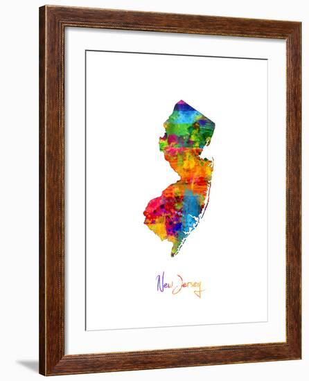 New Jersey Map-Michael Tompsett-Framed Art Print