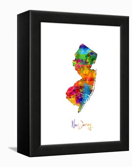 New Jersey Map-Michael Tompsett-Framed Stretched Canvas