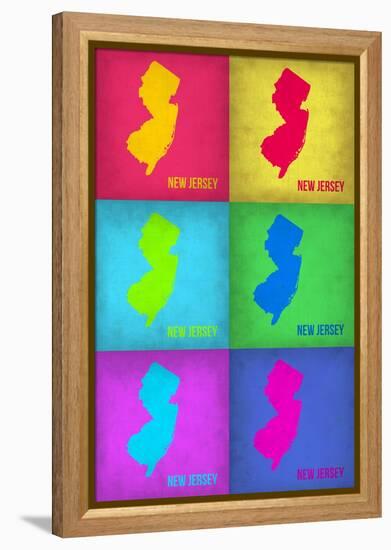 New Jersey Pop Art Map 1-NaxArt-Framed Stretched Canvas