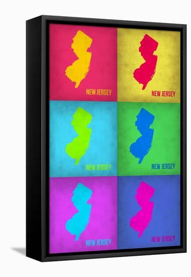 New Jersey Pop Art Map 1-NaxArt-Framed Stretched Canvas