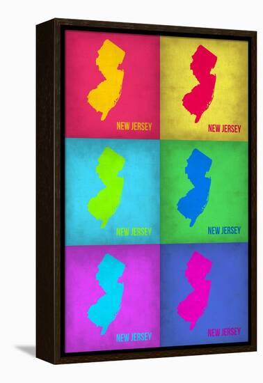 New Jersey Pop Art Map 1-NaxArt-Framed Stretched Canvas