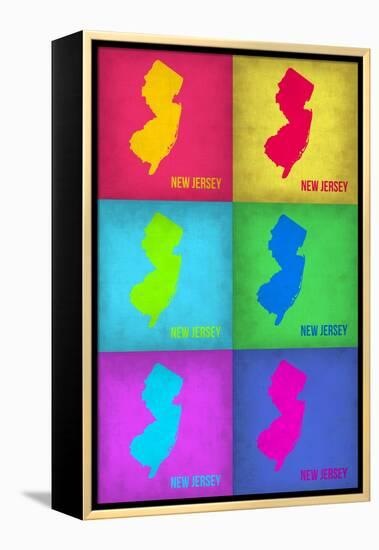 New Jersey Pop Art Map 1-NaxArt-Framed Stretched Canvas