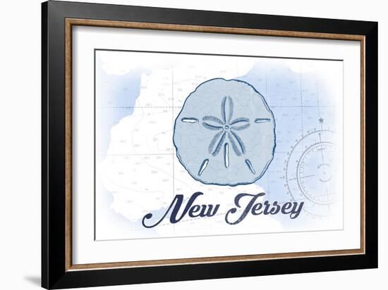 New Jersey - Sand Dollar - Blue - Coastal Icon-Lantern Press-Framed Art Print