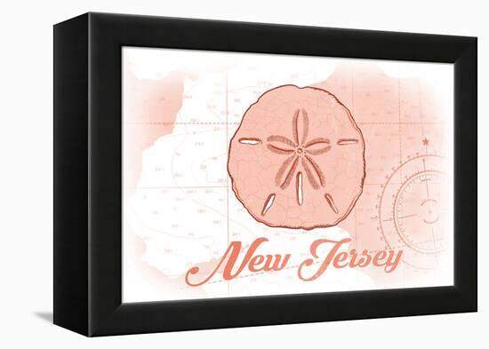 New Jersey - Sand Dollar - Coral - Coastal Icon-Lantern Press-Framed Stretched Canvas