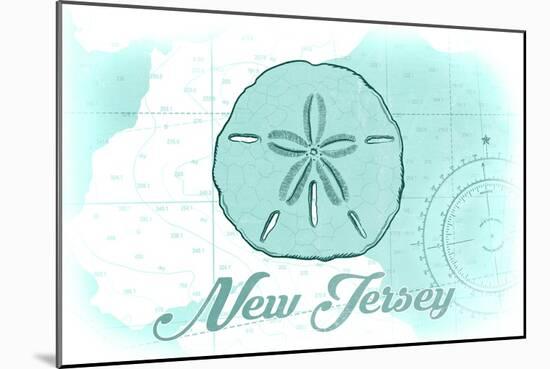 New Jersey - Sand Dollar - Teal - Coastal Icon-Lantern Press-Mounted Art Print