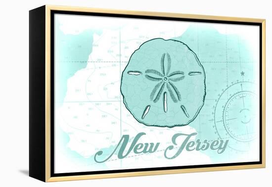 New Jersey - Sand Dollar - Teal - Coastal Icon-Lantern Press-Framed Stretched Canvas