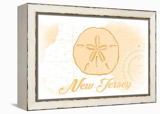 New Jersey - Sand Dollar - Yellow - Coastal Icon-Lantern Press-Framed Stretched Canvas