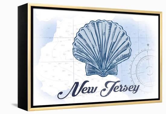 New Jersey - Scallop Shell - Blue - Coastal Icon-Lantern Press-Framed Stretched Canvas