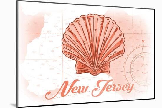 New Jersey - Scallop Shell - Coral - Coastal Icon-Lantern Press-Mounted Art Print