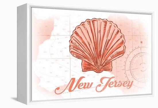 New Jersey - Scallop Shell - Coral - Coastal Icon-Lantern Press-Framed Stretched Canvas