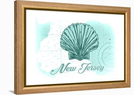 New Jersey - Scallop Shell - Teal - Coastal Icon-Lantern Press-Framed Stretched Canvas