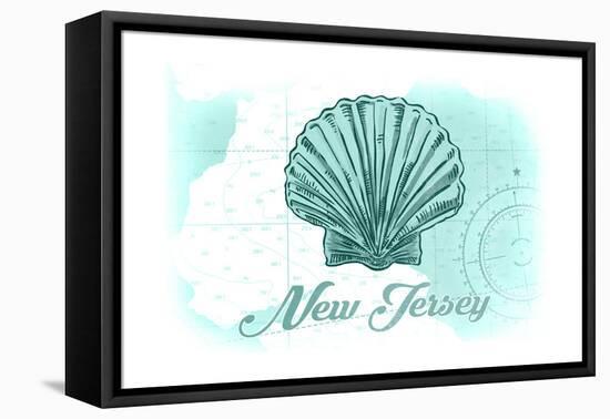 New Jersey - Scallop Shell - Teal - Coastal Icon-Lantern Press-Framed Stretched Canvas