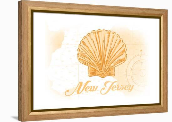 New Jersey - Scallop Shell - Yellow - Coastal Icon-Lantern Press-Framed Stretched Canvas