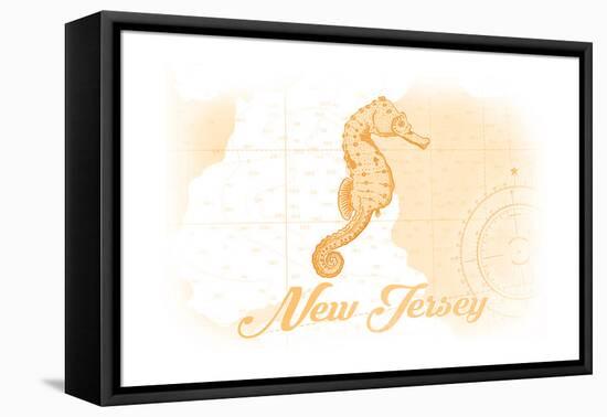 New Jersey - Seahorse - Yellow - Coastal Icon-Lantern Press-Framed Stretched Canvas