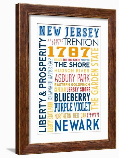 New Jersey - Typography-Lantern Press-Framed Art Print