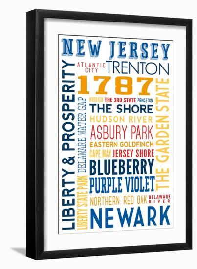 New Jersey - Typography-Lantern Press-Framed Art Print