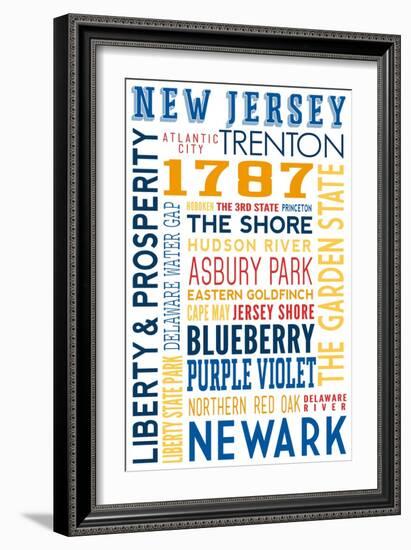 New Jersey - Typography-Lantern Press-Framed Art Print