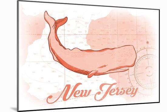 New Jersey - Whale - Coral - Coastal Icon-Lantern Press-Mounted Art Print