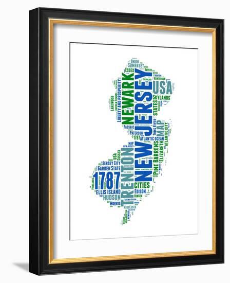 New Jersey Word Cloud Map-NaxArt-Framed Art Print