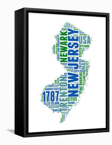 New Jersey Word Cloud Map-NaxArt-Framed Stretched Canvas