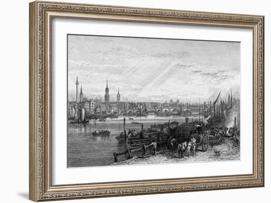New London Bridge 1826-George Cooke-Framed Art Print