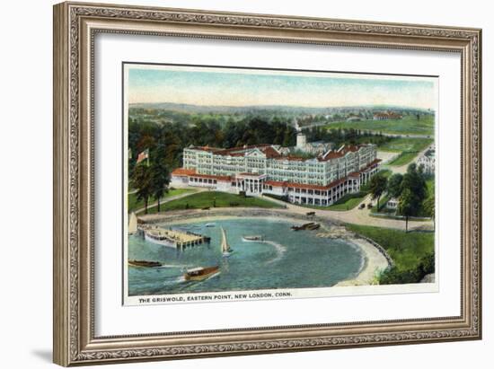 New London, Connecticut, Aerial View of the Eastern Point of the Griswold Hotel-Lantern Press-Framed Art Print