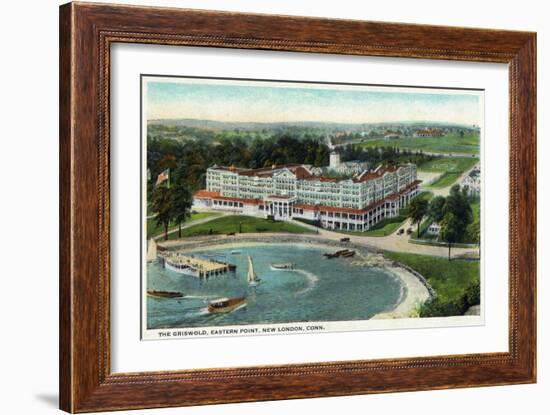 New London, Connecticut, Aerial View of the Eastern Point of the Griswold Hotel-Lantern Press-Framed Art Print