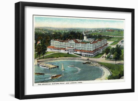 New London, Connecticut, Aerial View of the Eastern Point of the Griswold Hotel-Lantern Press-Framed Art Print