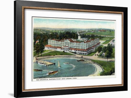 New London, Connecticut, Aerial View of the Eastern Point of the Griswold Hotel-Lantern Press-Framed Art Print