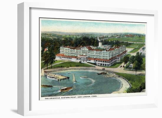 New London, Connecticut, Aerial View of the Eastern Point of the Griswold Hotel-Lantern Press-Framed Art Print